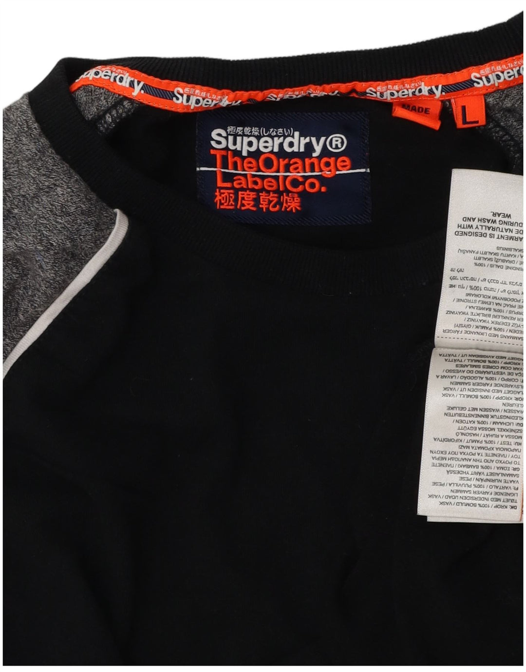 SUPERDRY Мужской топ с длинным рукавом, большой черный цветной хлопок, хлопок