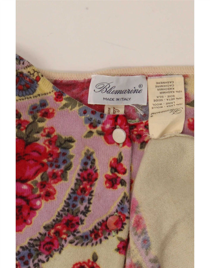 Женский кардиган Blumarine IT 46, большой разноцветный цветочный шерстяной свитер