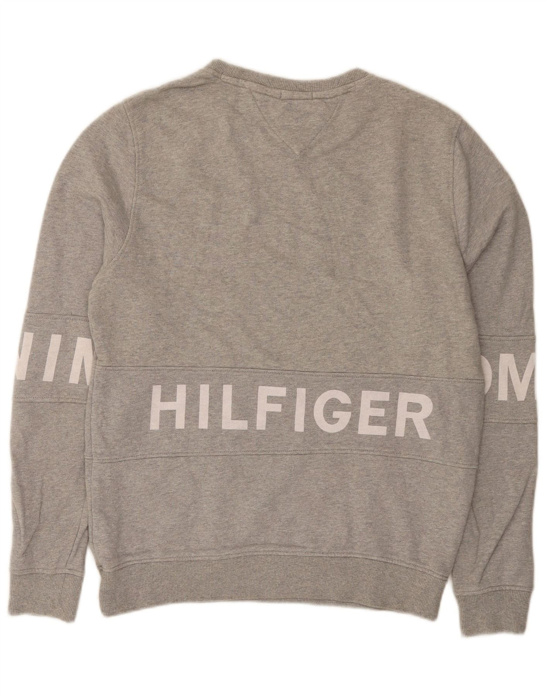 Мужской свитшот с рисунком Tommy Hilfiger, хлопковый джемпер среднего серого цвета