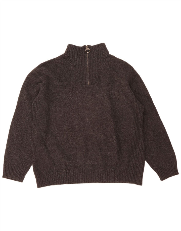 Женский свитер Barbour с воротником на молнии, Великобритания 20, 2XL, серый, шерсть