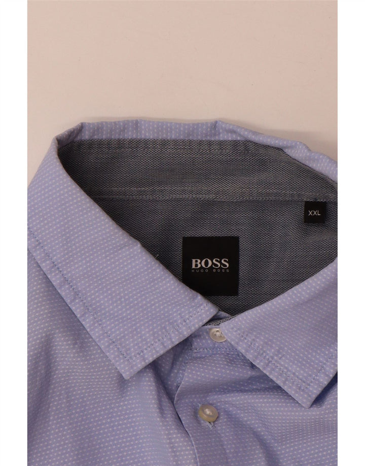 Мужская рубашка Hugo Boss 2XL, хлопок в синюю пятнистую клетку
