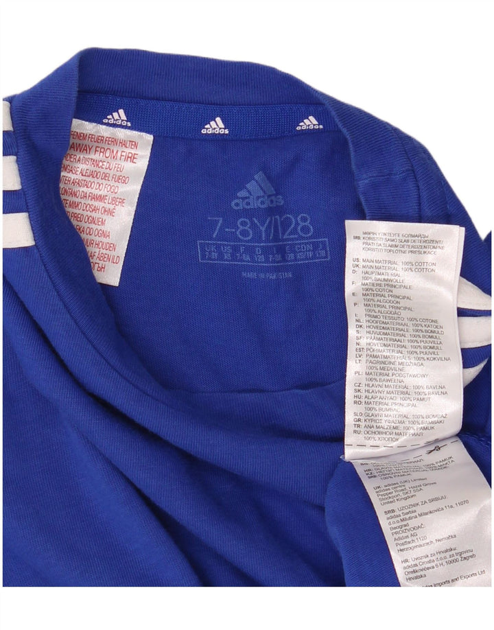 Футболка Adidas для мальчиков 7-8 лет, синяя, хлопок
