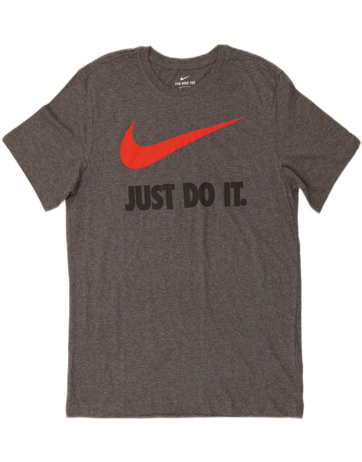 NIKE Mens Graphic T-Shirt Top Medium Grey Cotton