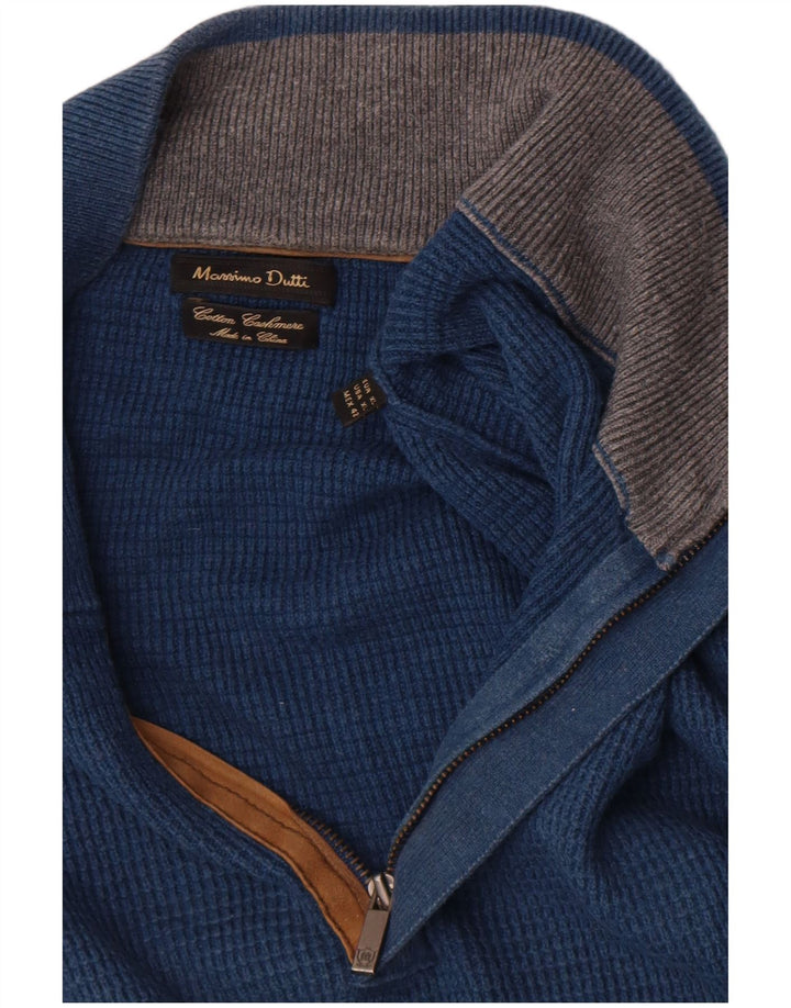 Мужской свитер с воротником на молнии Massimo Dutti XL синий