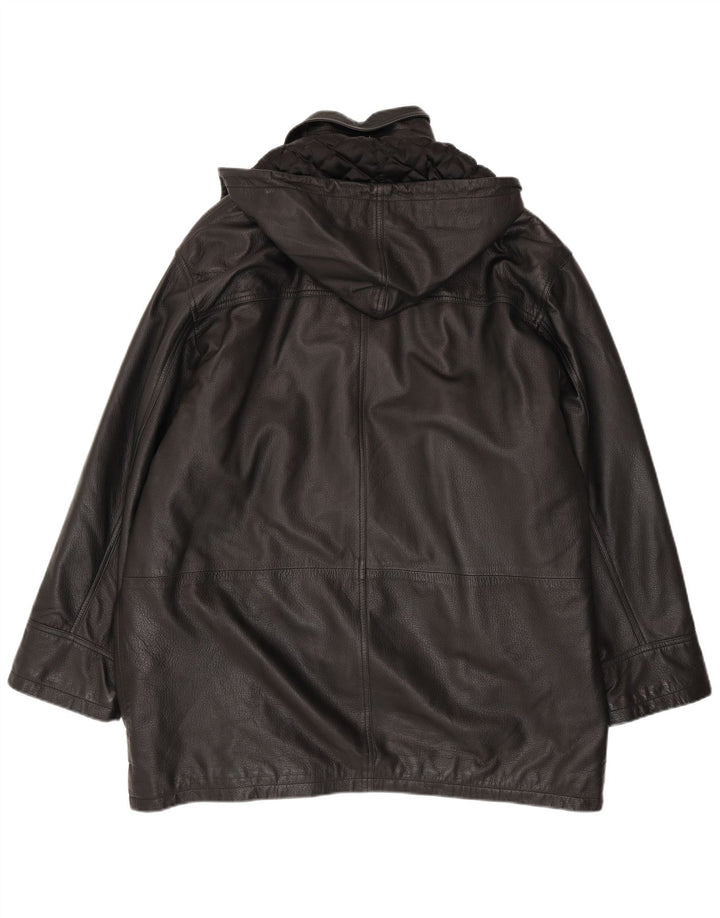Conbipel Мужское кожаное пальто с капюшоном IT 56 2XL Черный