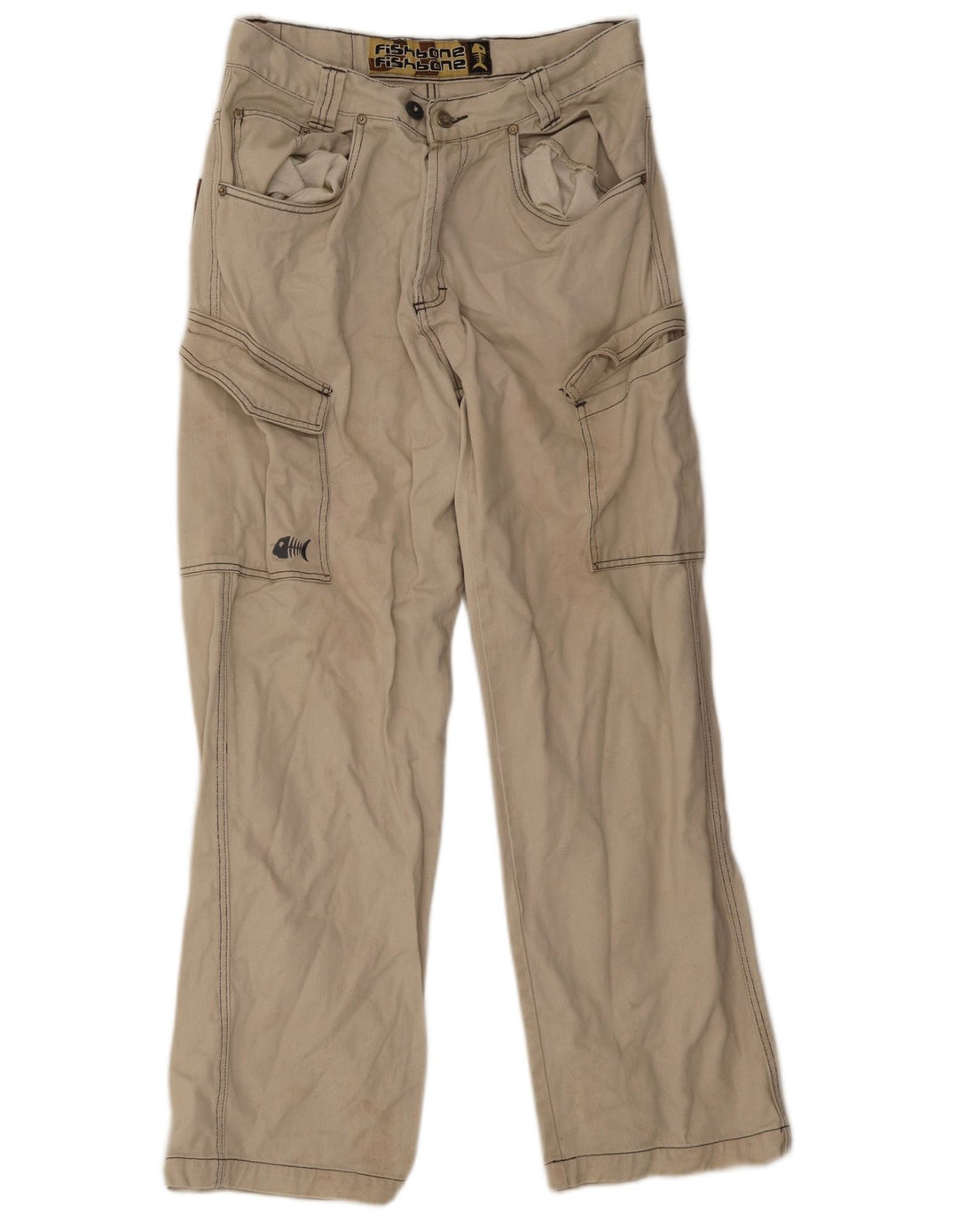 Мужские прямые брюки карго Fishbone Medium W32 L30 Бежевые