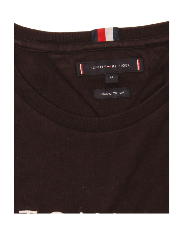 TOMMY HILFIGER Mens Graphic T-Shirt Top Medium Brown Cotton