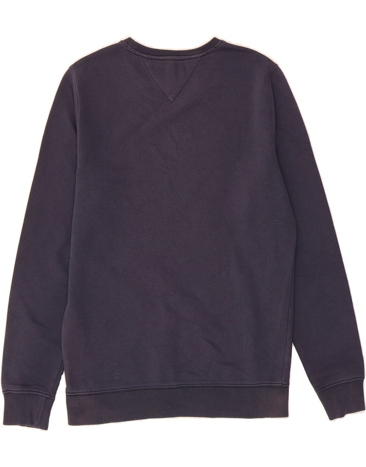 TOMMY HILFIGER Mens Graphic Sweatshirt Jumper Small Navy Blue Cotton Vintage Tommy Hilfiger and Second-Hand Tommy Hilfiger from Messina Hembry 