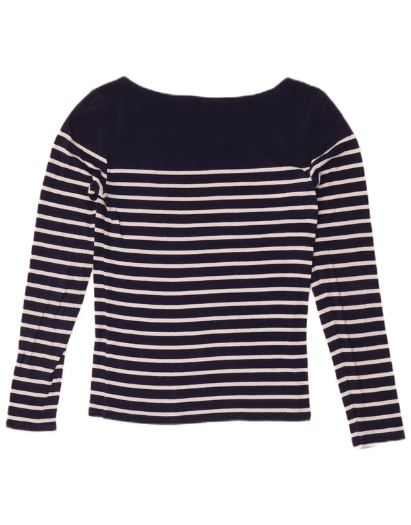 Polo Ralph Lauren Womens Top Long Sleeve UK 12 Medium Navy Blue Striped
