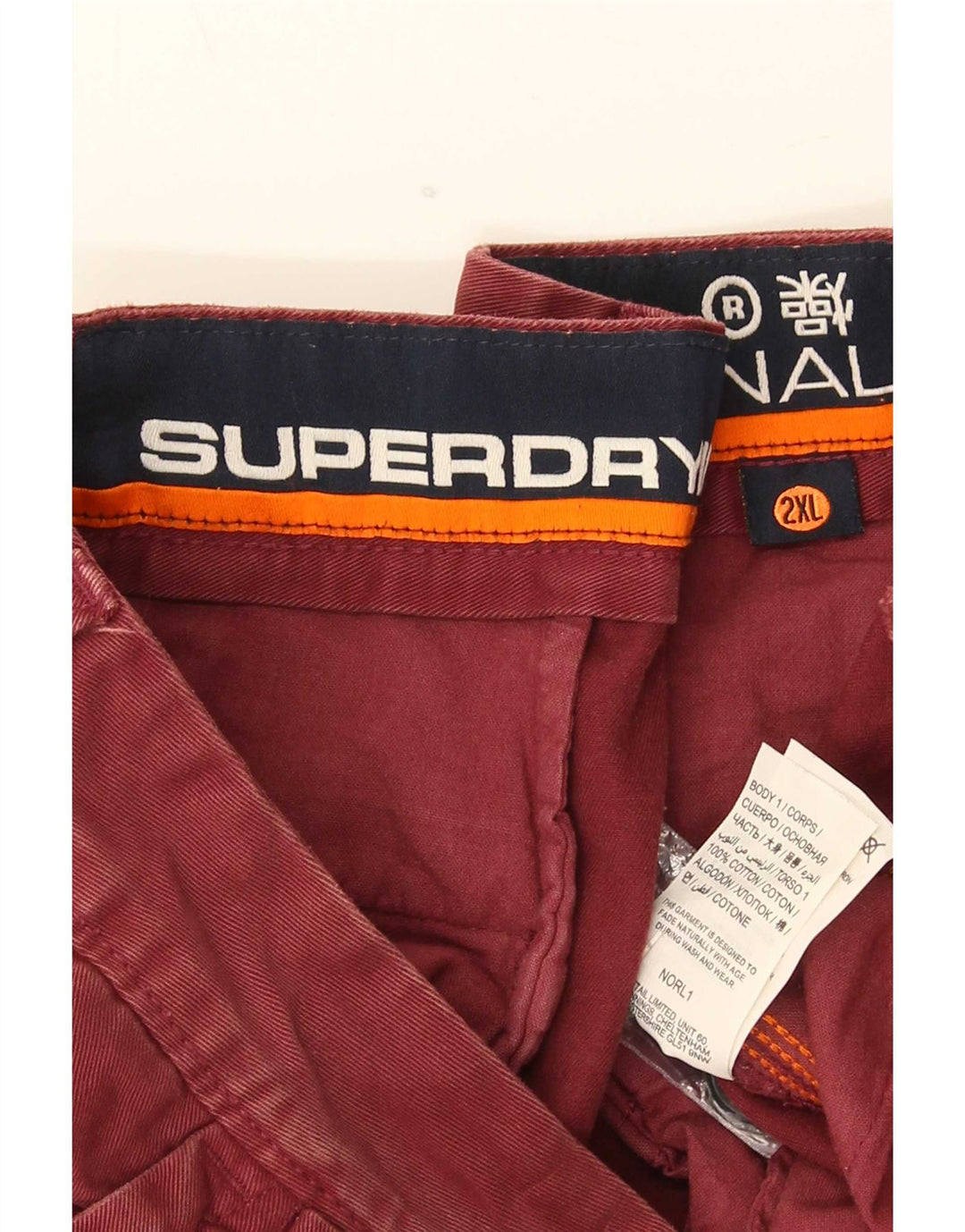 Мужские шорты чинос Superdry 2XL W42 Темно-бордовый хлопок