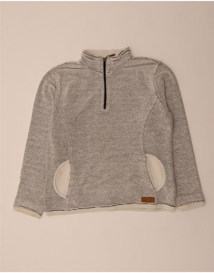 WEIRD FISH Womens Zip Neck Sweatshirt Jumper UK 16 Large Grey Flecked