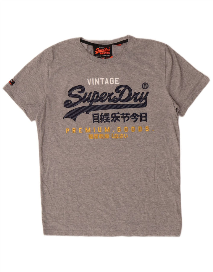 Супертонкая мужская футболка с графическим рисунком Superdry, большой серый хлопок