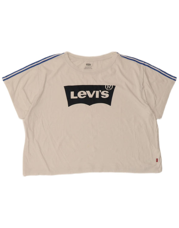 Женская укороченная футболка оверсайз с рисунком Levi's Top UK 14, средний белый