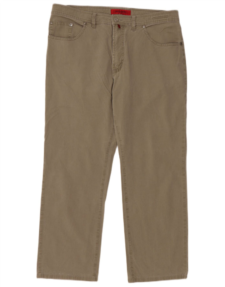 Мужские прямые повседневные брюки PIERRE CARDIN W40 L30, зеленый хлопок