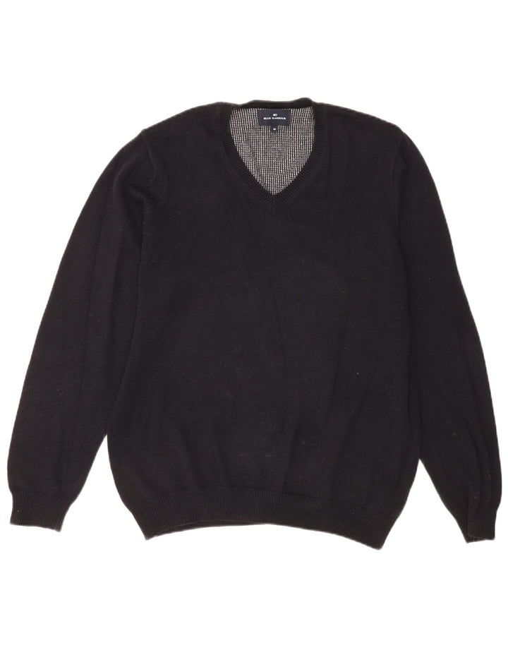 Мужской джемпер с v-образным вырезом Marks & Spencer Blue Harbour, средний темно-синий