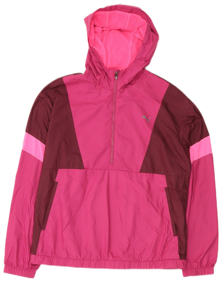 Женская непромокаемая куртка PUMA Oversized с капюшоном UK 10, маленькая розовая с цветными блоками