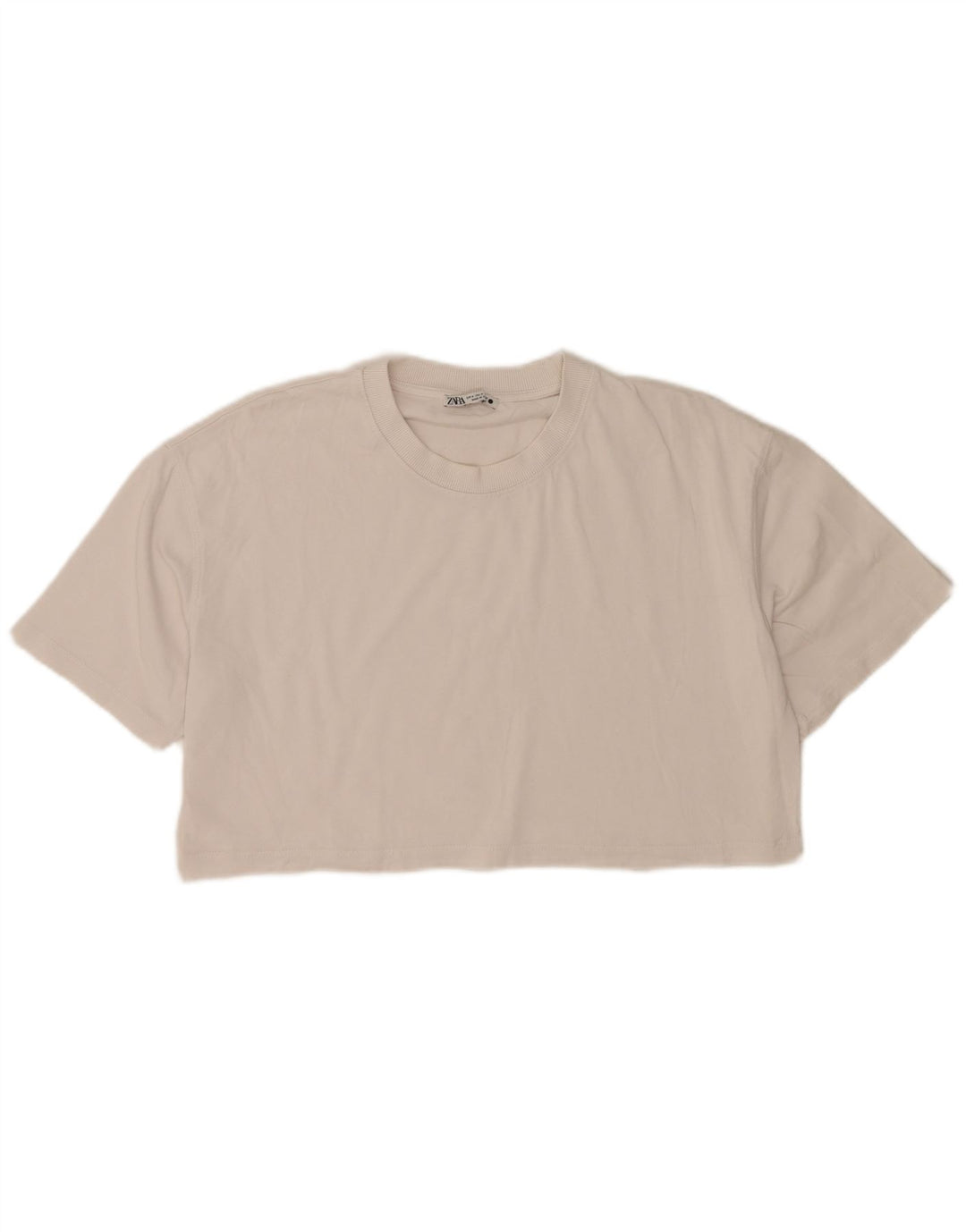 Женская укороченная футболка оверсайз Zara UK 14, средний белый