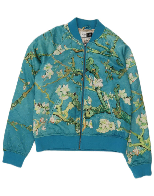 Женская большая университетская куртка Vans Von Gogh Museum UK 6 XS синяя с цветочным принтом