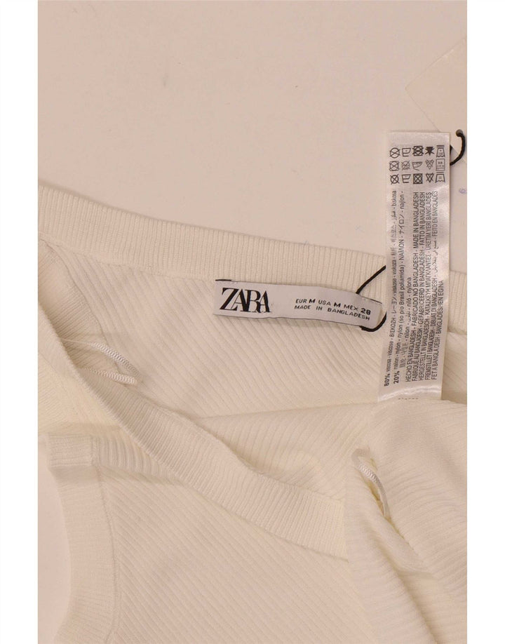 Женский топ на одно плечо Zara UK 12, средний белый, вискоза