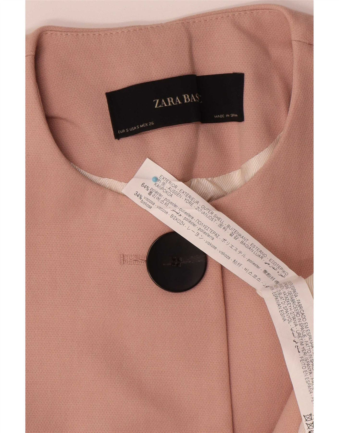 Женский укороченный пиджак Zara на 2 пуговицах, Великобритания 10, маленький розовый полиэстер