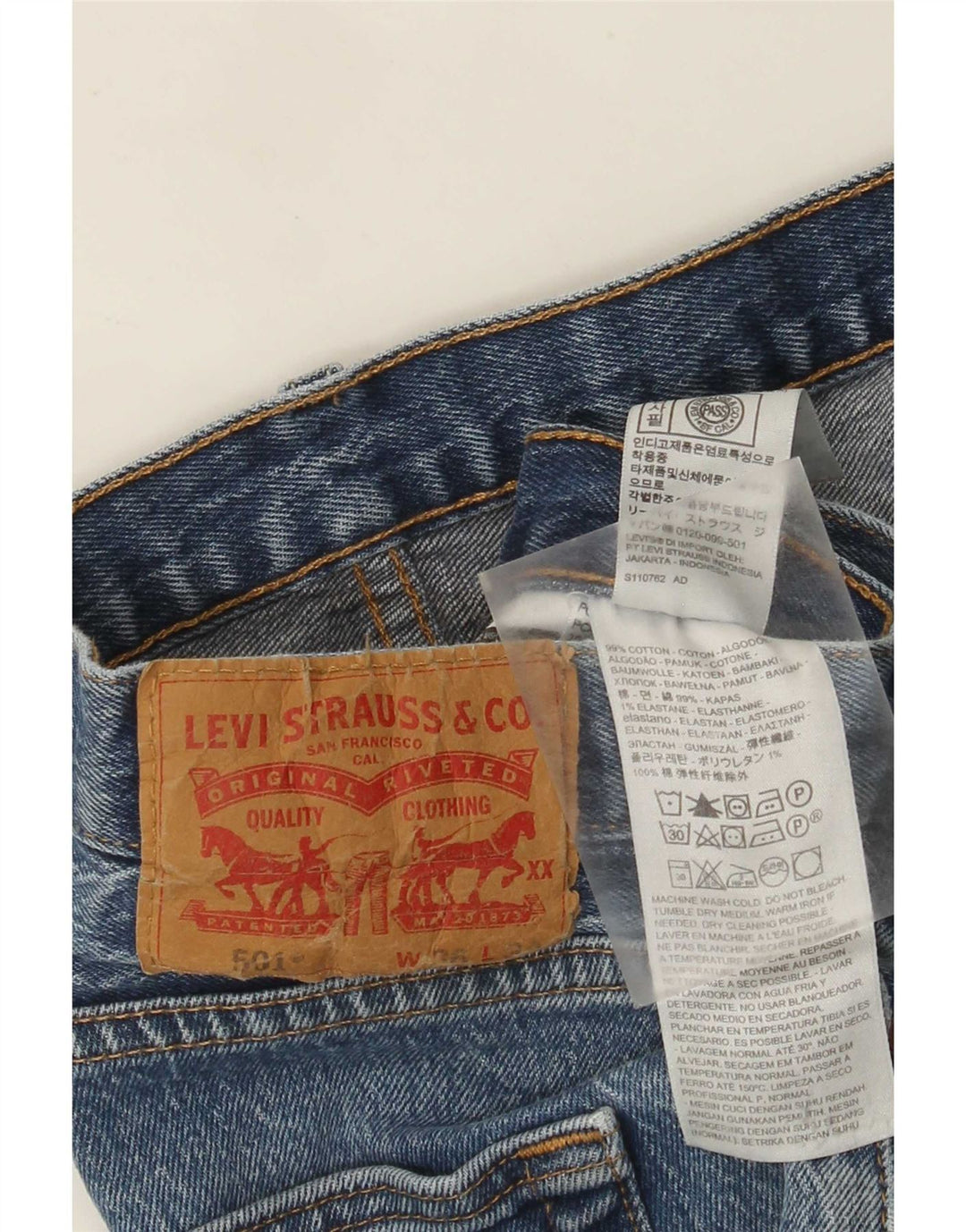 Мужские прямые джинсы Levi's 501 W36 L30 синие, хлопок