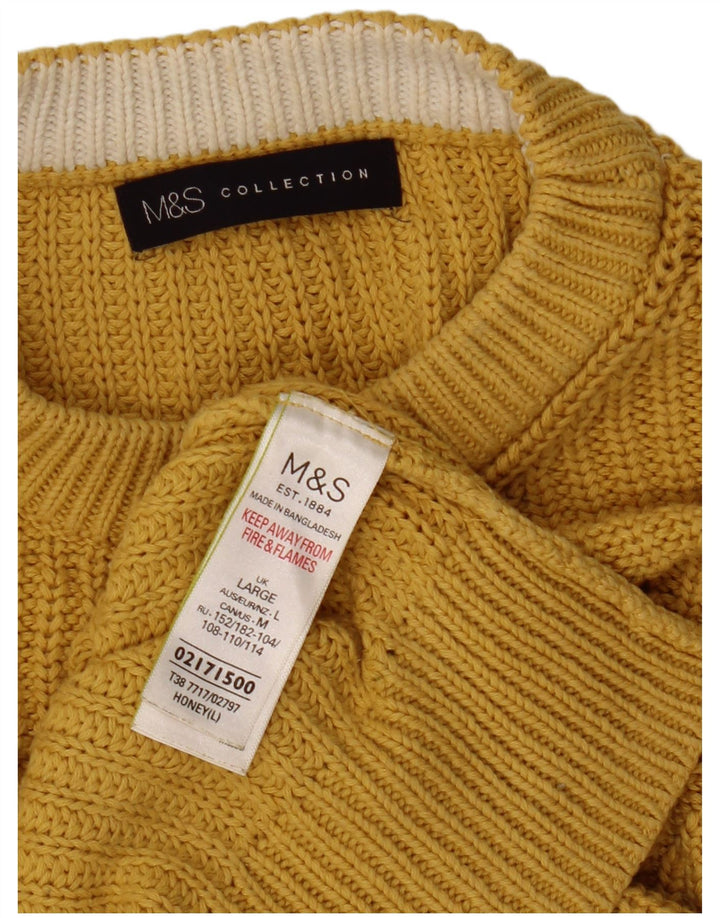 Женский джемпер с круглым вырезом Marks & Spencer, Великобритания 16, большой желтый