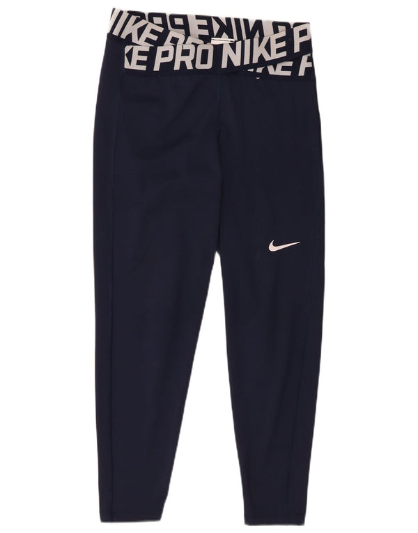 Женские леггинсы с рисунком Nike Dri Fit UK 14, средний темно-синий, полиэстер
