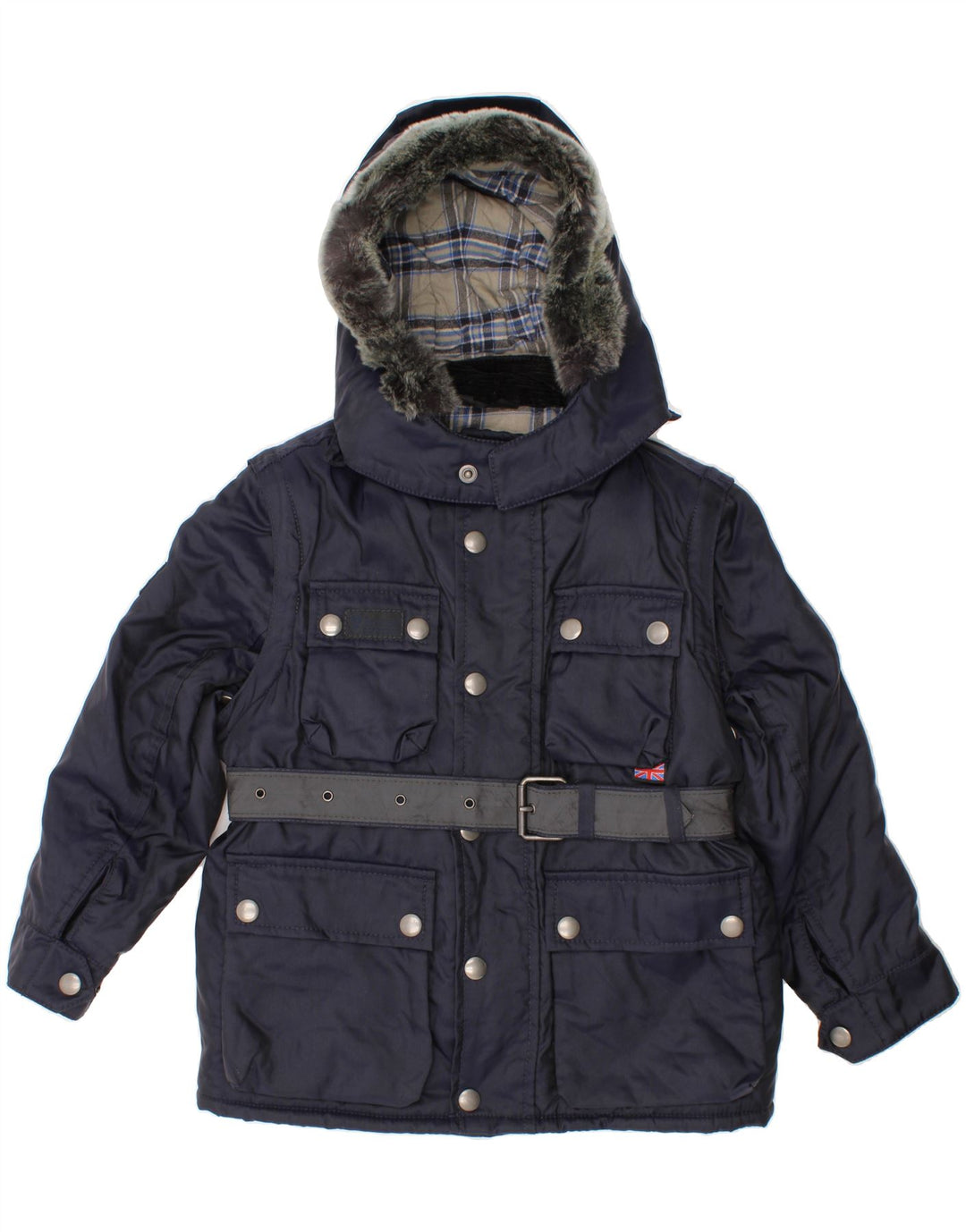 BELSTAFF Boys Hooded Utility Jacket 3-4 Years Navy Blue Nylon Vintage Belstaff and Second-Hand Belstaff from Messina Hembry 