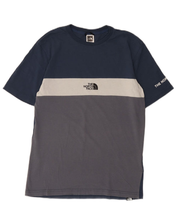 Мужская футболка с рисунком The North Face Top XS, темно-синяя, хлопок с цветными блоками