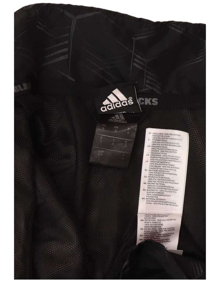 Adidas Mens All Blacks Графический спортивный костюм Верхняя куртка Маленькая черная с геометрическим узором