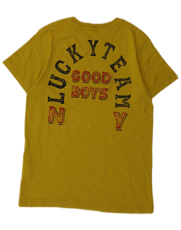 Футболка Benetton для мальчиков с рисунком цвета индиго, топ 13–14 лет, размер 3XL, желтый хлопок