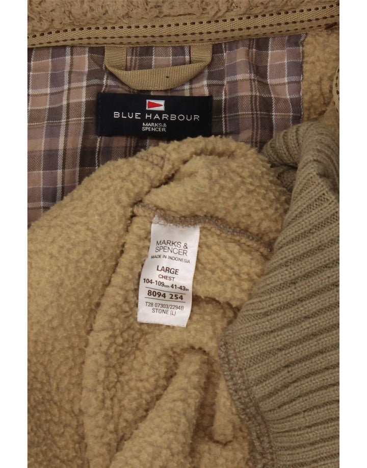 Мужской свитер с капюшоном на молнии Marks & Spencer Blue Harbour, большой цвет хаки, полиэстер