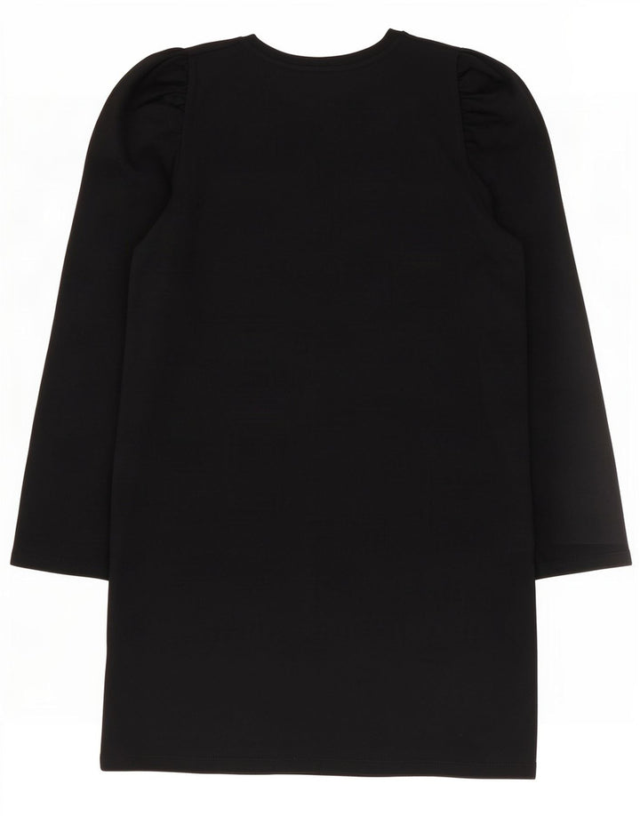 Женское платье прямого кроя Zara UK 14, средний черный хлопок, с длинным рукавом