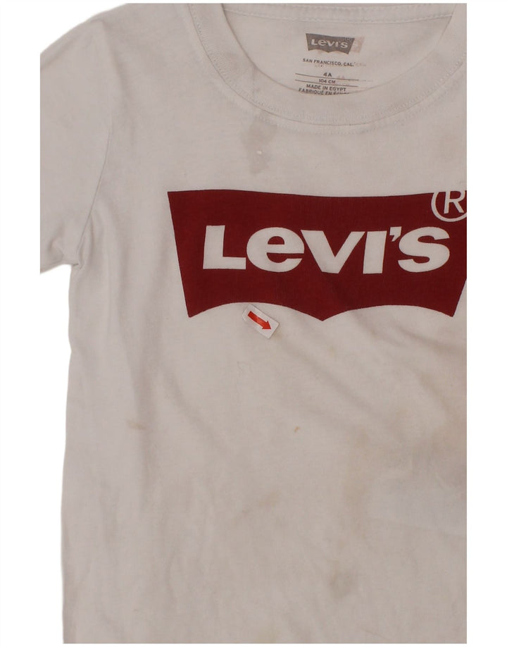 Футболка с рисунком LEVI'S для мальчиков, топ 3-4 лет, белый хлопок