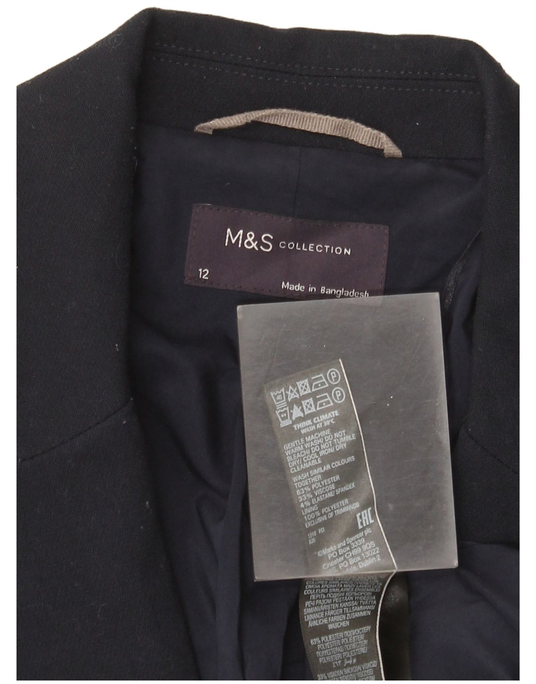 Женский пиджак на 1 пуговице Marks & Spencer UK 12, средний темно-синий
