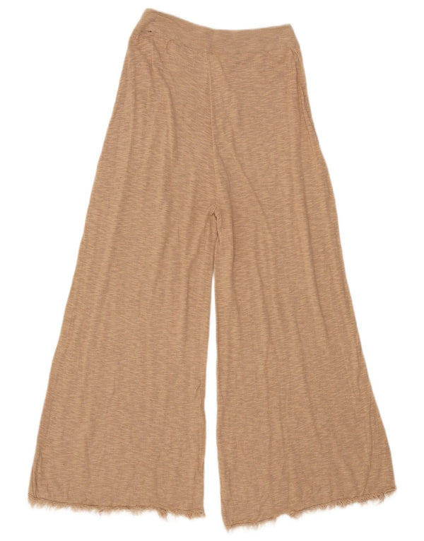 Женские вязаные укороченные брюки широкого кроя Zara UK 12 Medium W28 L23 Бежевые
