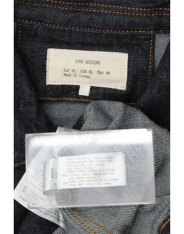 Мужская джинсовая куртка Zara UK 42 XL темно-синяя, полиэстер