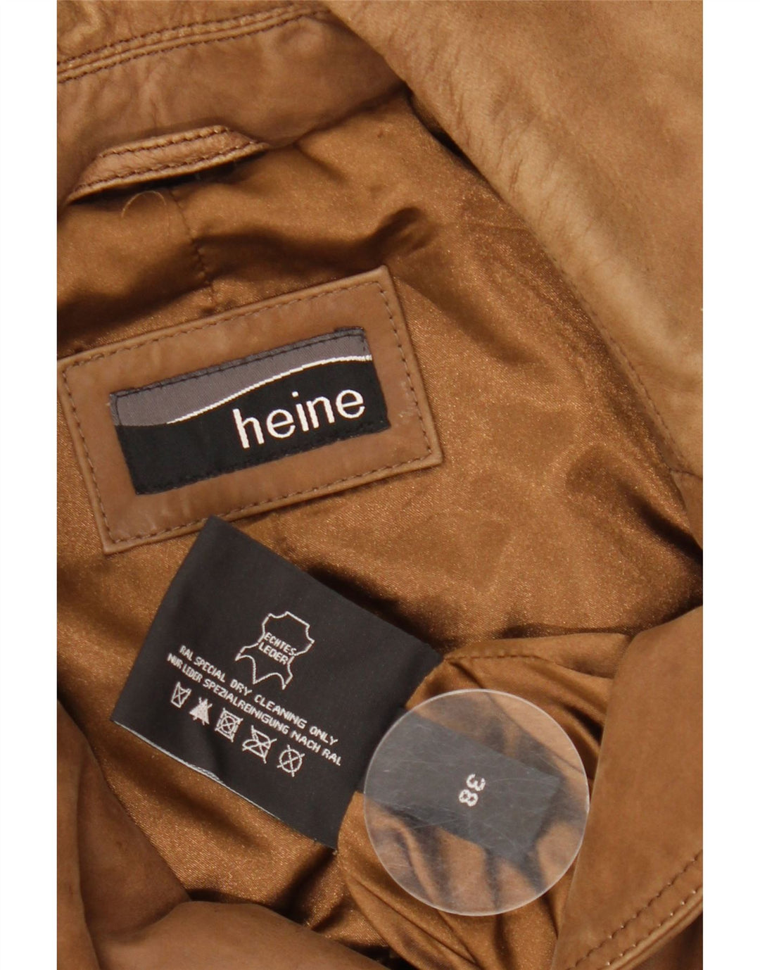 HEINE Женское кожаное пальто IT 38 XS Коричневое кожаное