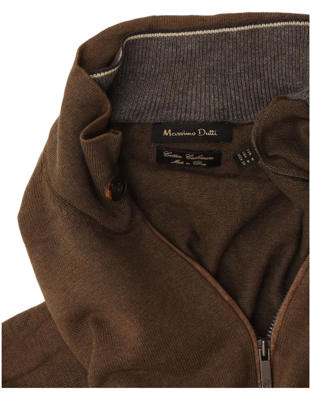 Мужской джемпер с воротником на молнии Massimo Dutti, средний хаки