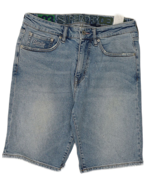 Мужские джинсовые шорты Superdry W32, хлопковые, среднего синего цвета