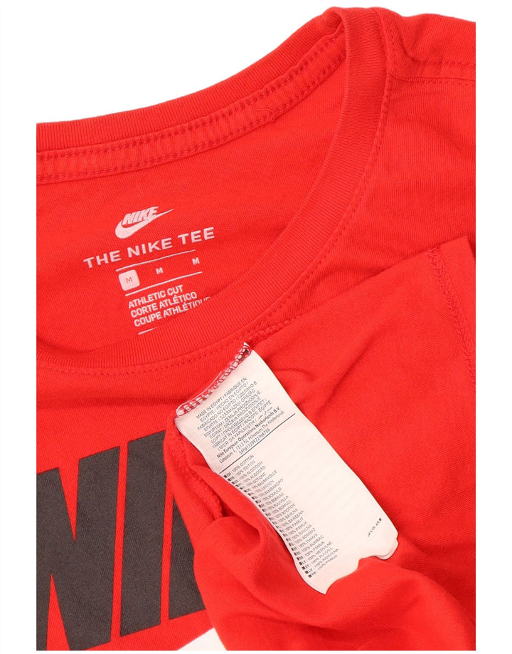 Мужская футболка с графическим принтом Nike Athletic Cut, хлопковый топ среднего красного цвета