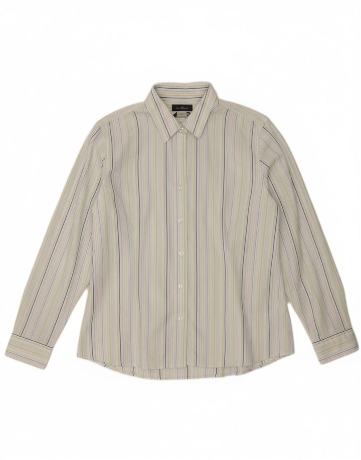 EDDIE BAUER Womens Shirt UK 16 Large Blue Striped Cotton