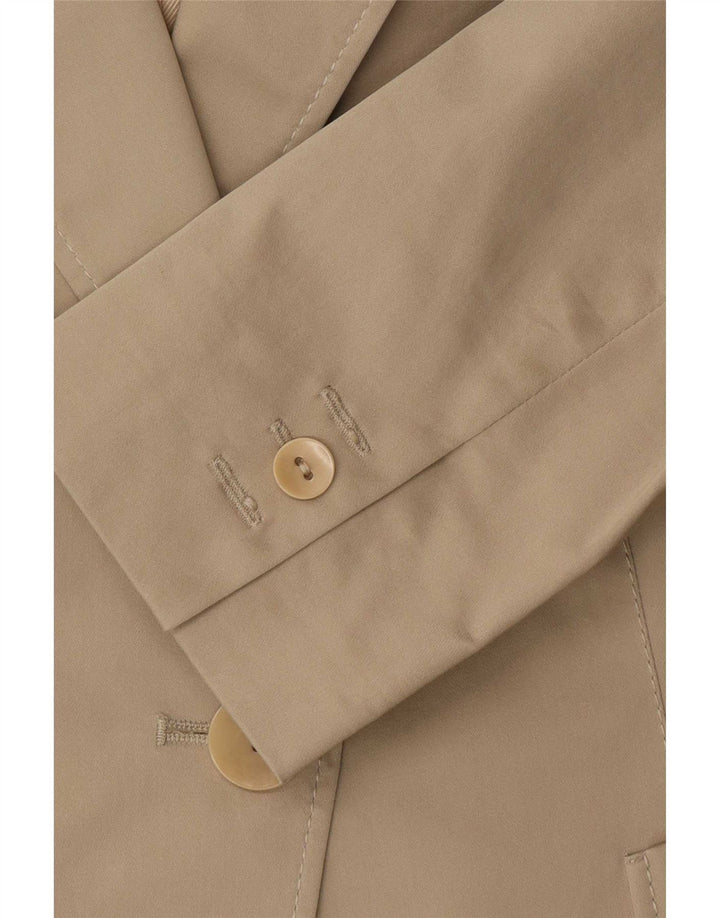 Женский пиджак на 1 пуговице Max Mara UK 12 Средний бежевый хлопок