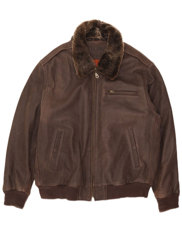 Мужская кожаная куртка Oconi IT 54 2XL Коричневая кожа