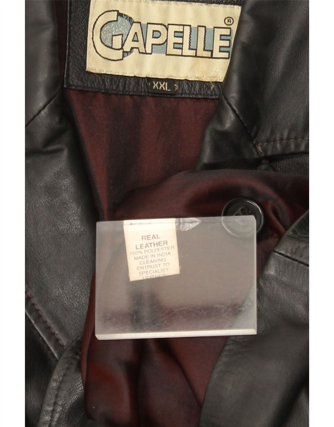 Мужской кожаный пиджак CAPELLE на 4 пуговицах UK 44 2XL, черный кожаный