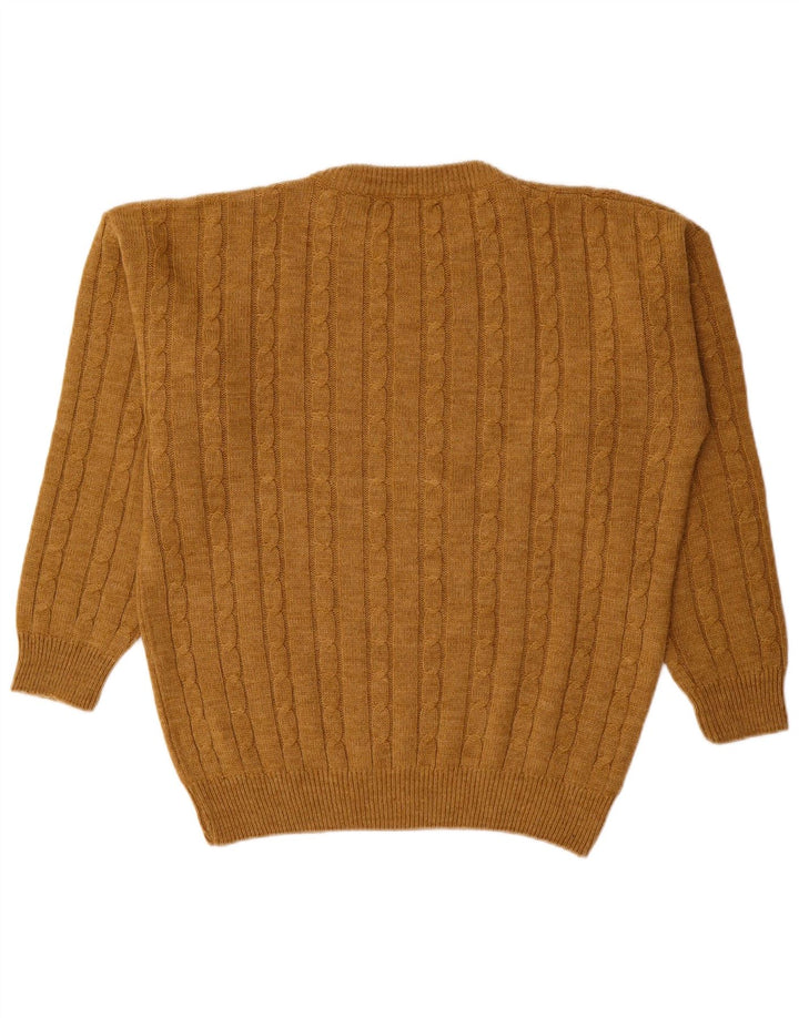 VINTAGE Mens Crew Neck Jumper Sweater IT 48/50 Medium Brown Acrylic