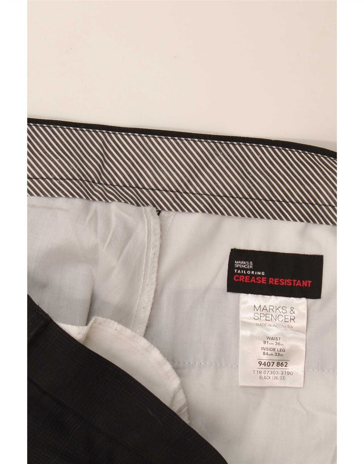 Мужские прямые костюмные брюки Marks & Spencer W36 L33, черный полиэстер