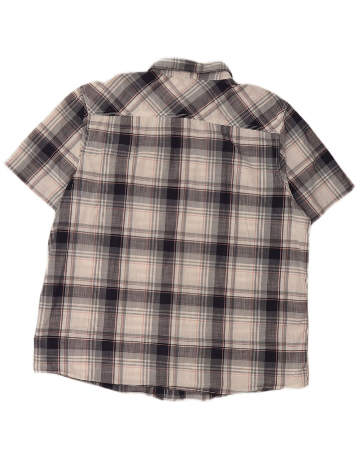 Мужская рубашка с коротким рукавом WEIRD FISH 2XL, темно-синяя клетка, хлопок