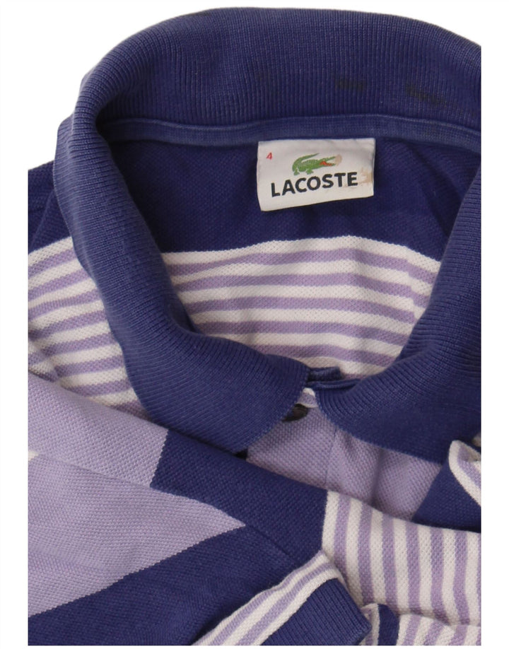 Мужская рубашка-поло Lacoste, размер 4, средний фиолетовый в полоску