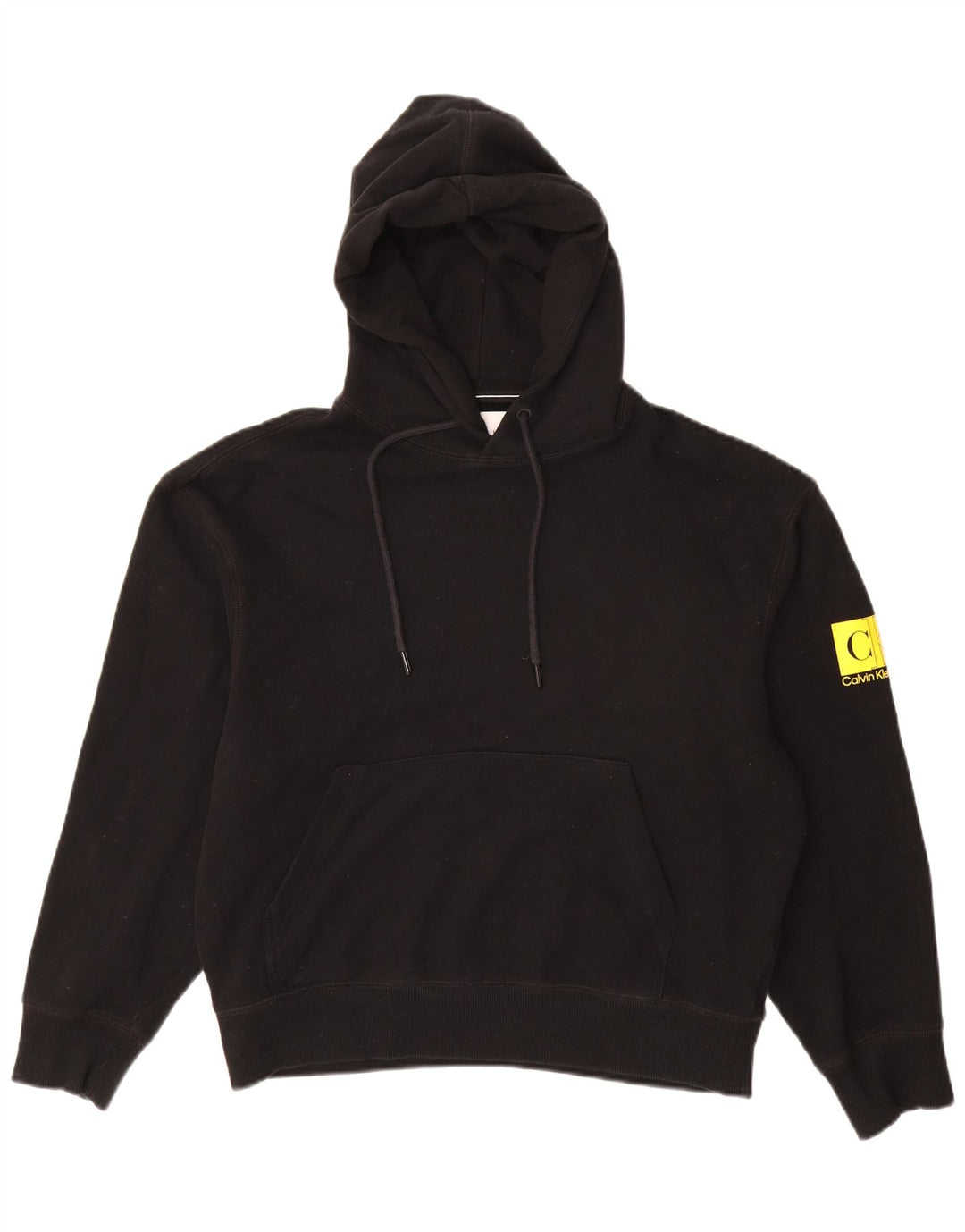 CALVIN KLEIN JEANS Мужской джемпер с капюшоном с рисунком, средний черный, хлопок